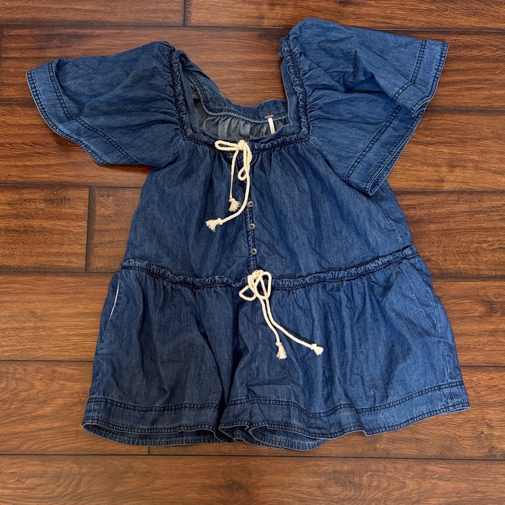 Free People Blue Denim Romper